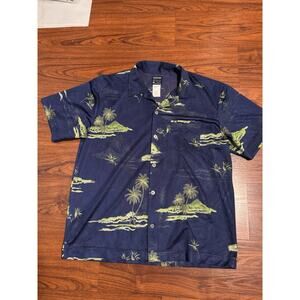 Vintage 90s Quicksilver Palm Trees Aloha Surf Beach Hawaiian Shirt Size XL